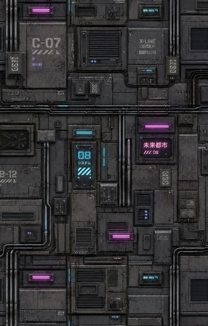 赛博朋克建筑墙体纹理