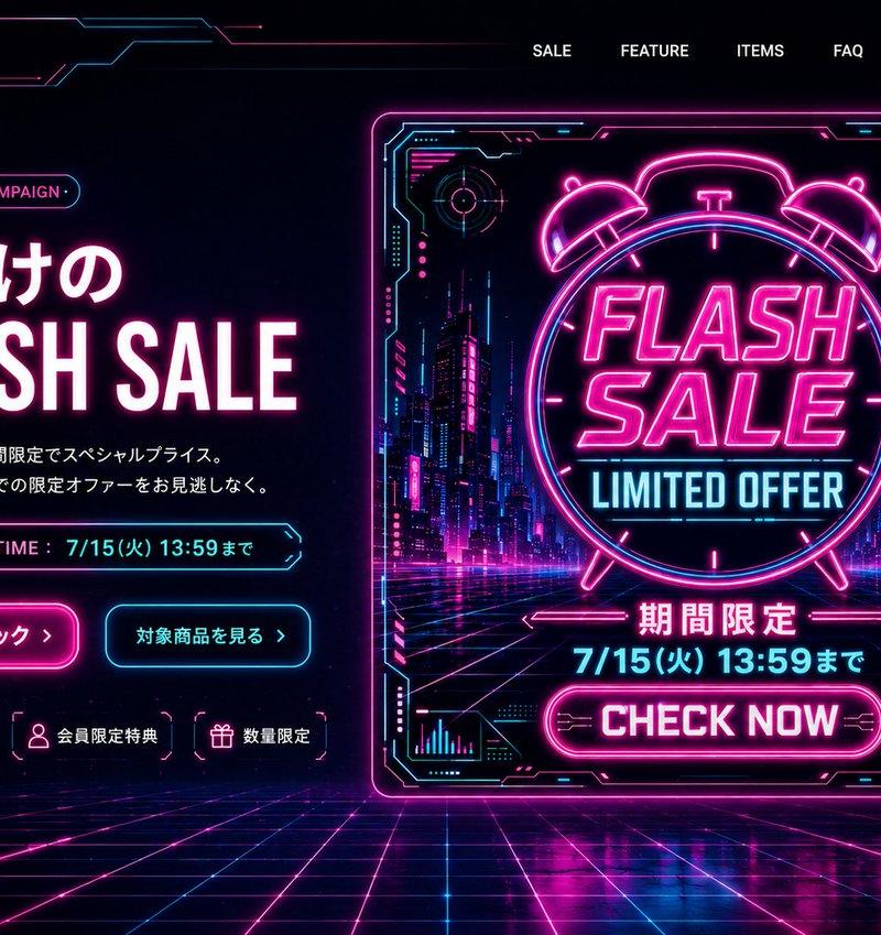 赛博朋克风格限时闪购落地页首屏