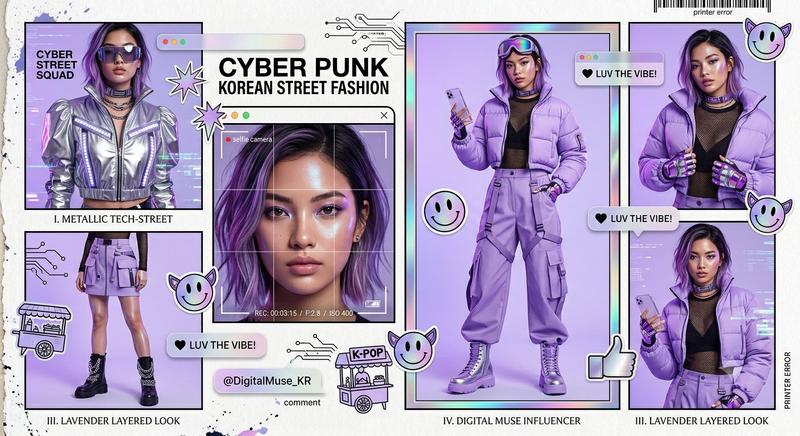 Cyberpunk Korean Fashion Zine Collage