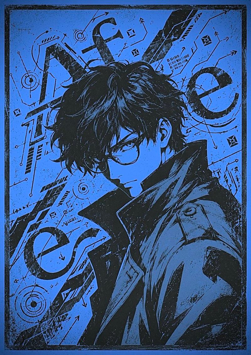 蓝色赛博朋克漫画海报