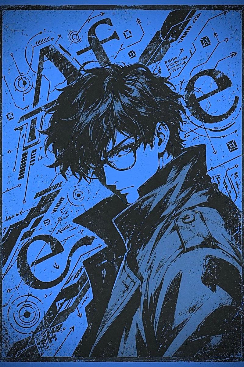 蓝色赛博朋克漫画海报