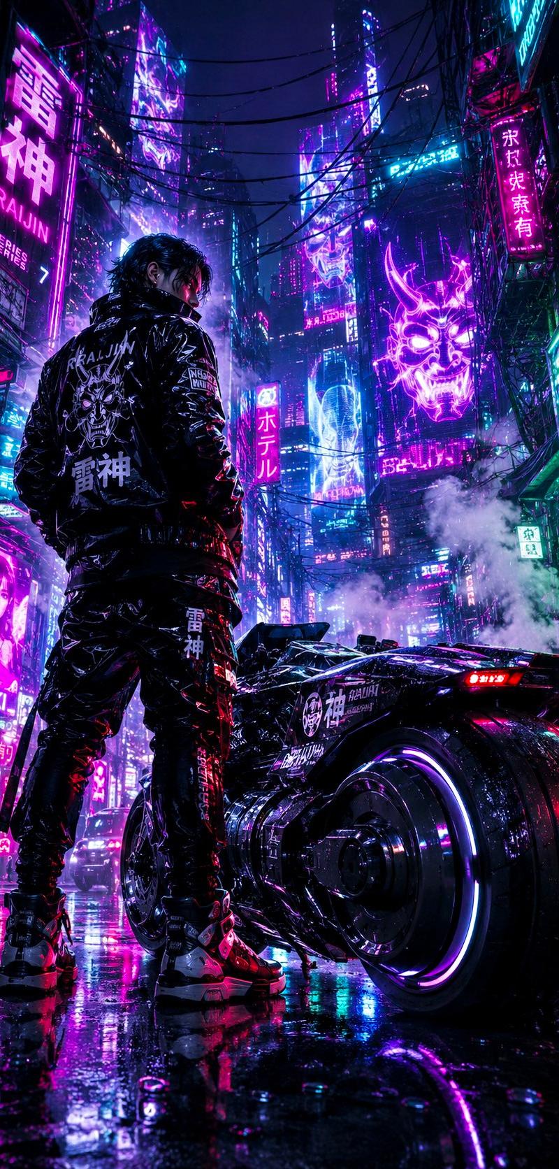 赛博朋克霓虹街头赛车手