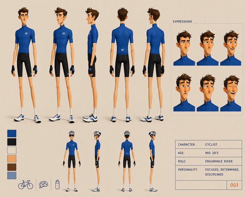 Cyclist Character Design Sheet