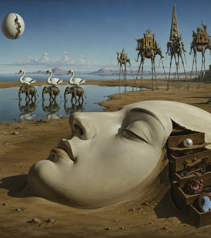 达利风格超现实主义景观