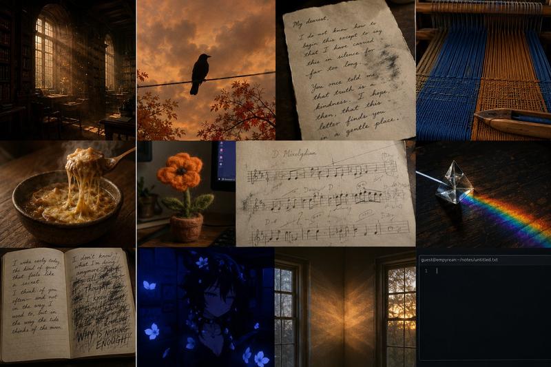 Dark Academia AI 风格项目拼贴画