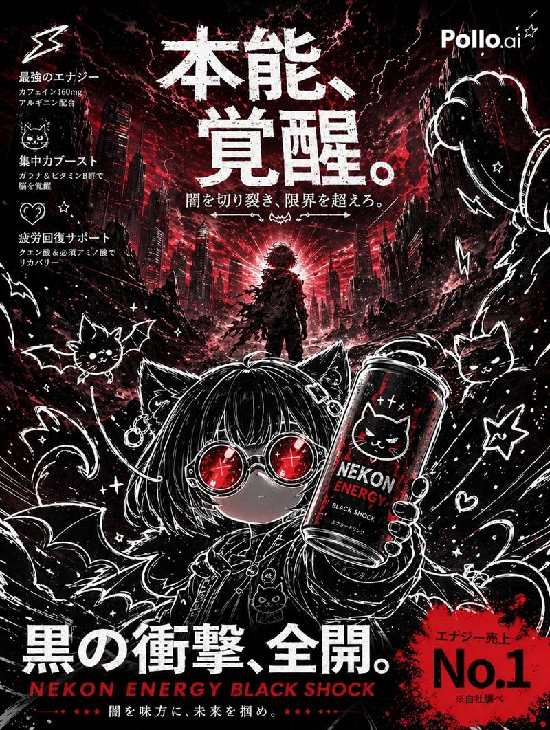 暗黑动漫风能量饮料海报
