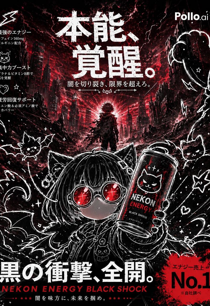 暗黑动漫风能量饮料海报