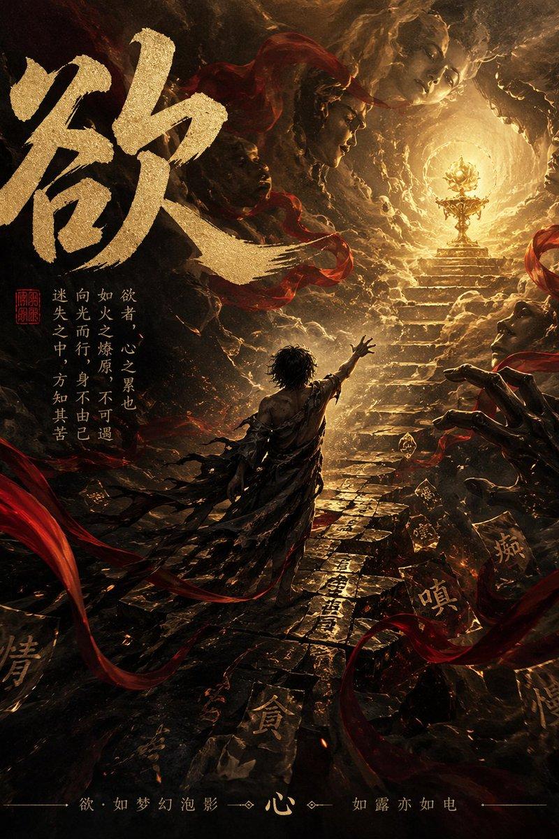暗黑风中国神话“欲”主题海报