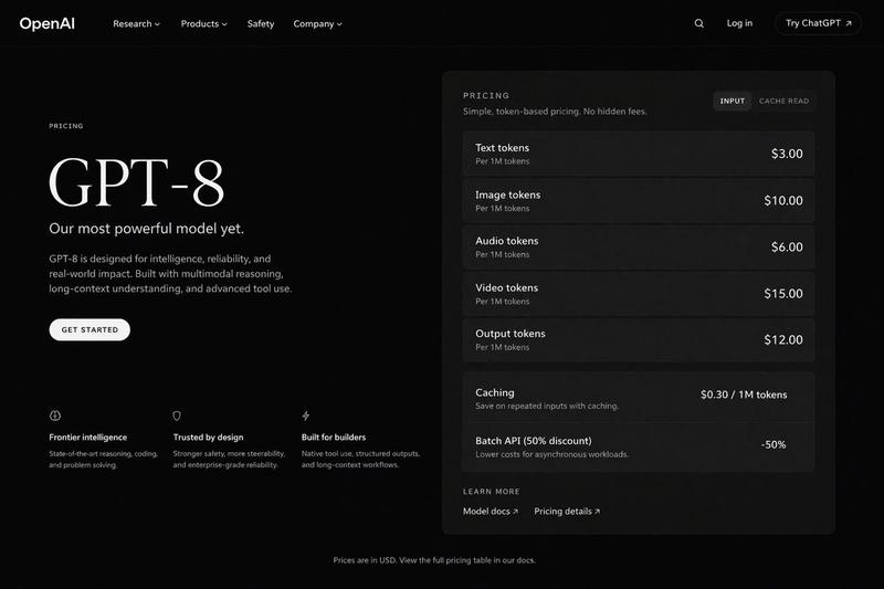 深色模式 AI API 定价页面模型