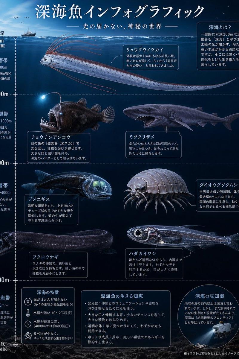 深海鱼科普信息图海报