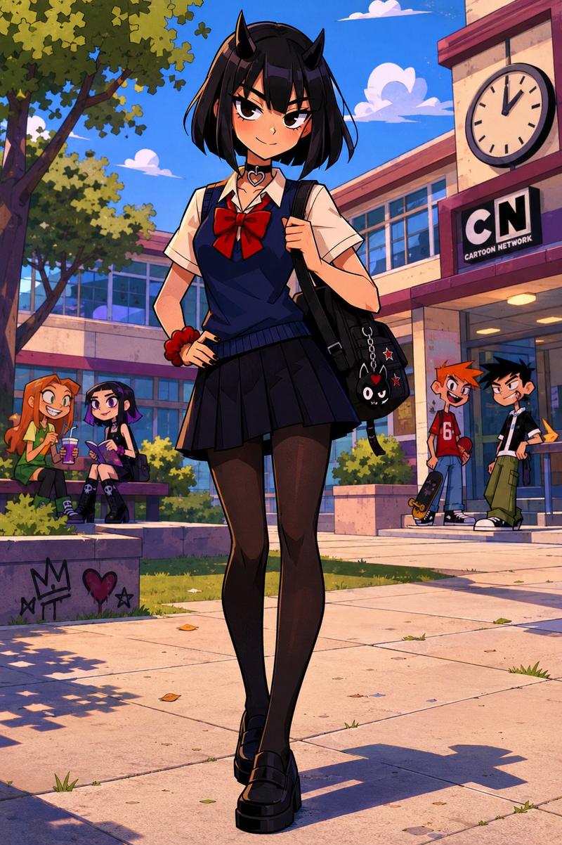 恶魔系女高中生动漫角色场景