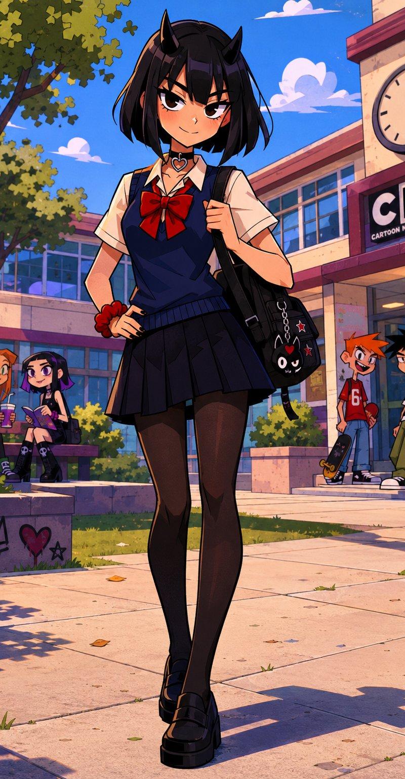 恶魔系女高中生动漫角色场景