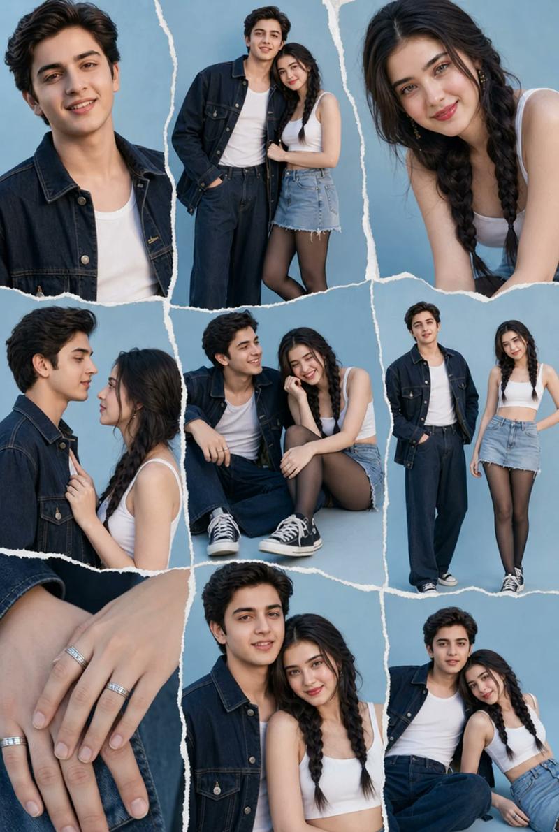 牛仔情侣拼贴画