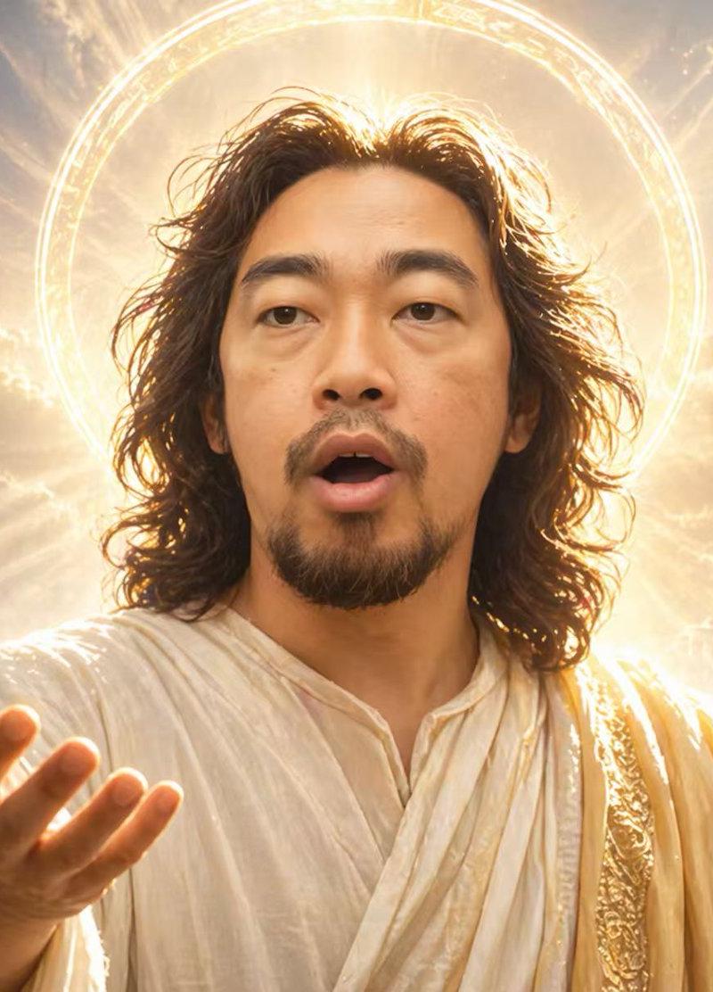 面部遮挡的神圣光环肖像