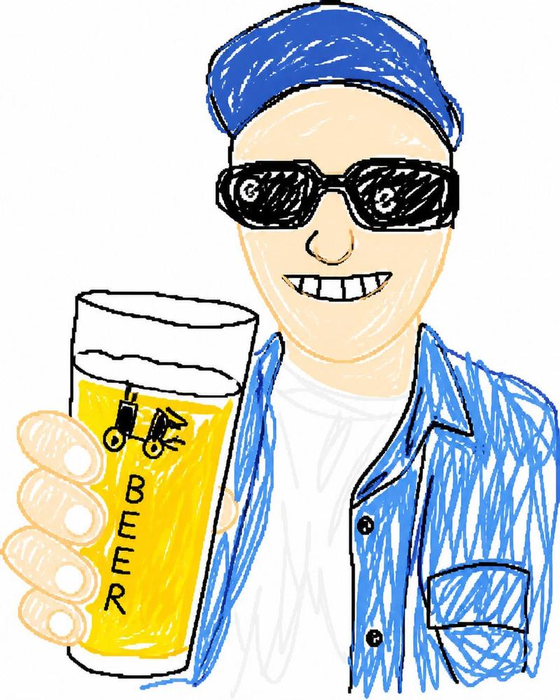 涂鸦风格啤酒自拍肖像