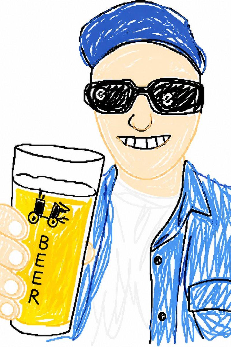 涂鸦风格啤酒自拍肖像