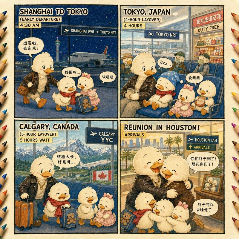 鸭子一家旅行漫画