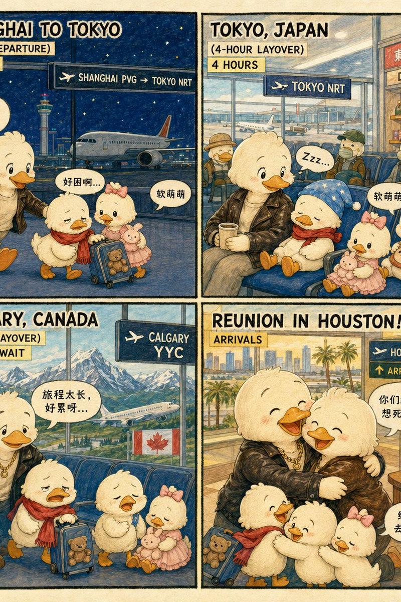 鸭子一家旅行漫画
