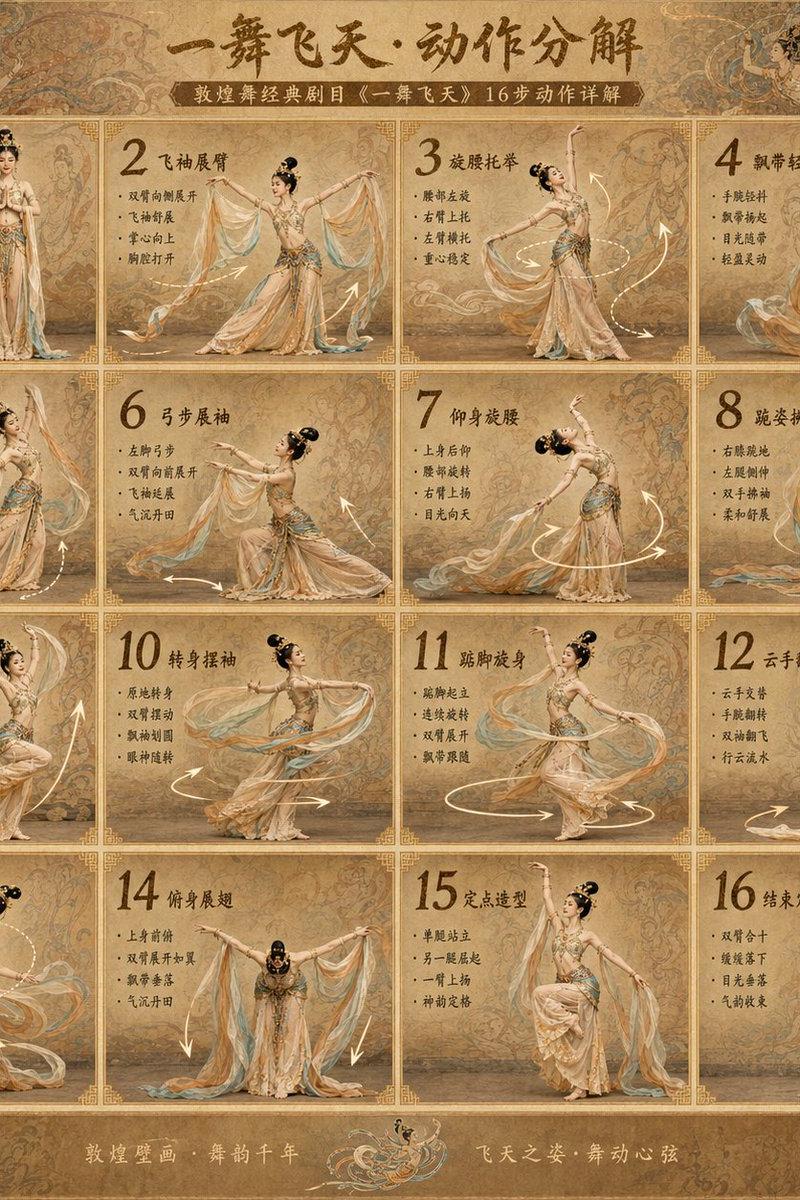 敦煌舞动作序列海报