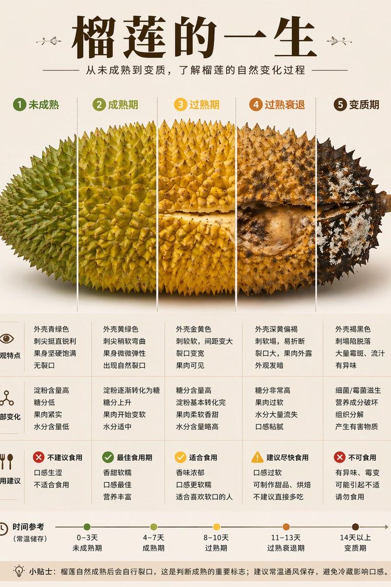 榴莲成熟周期信息图