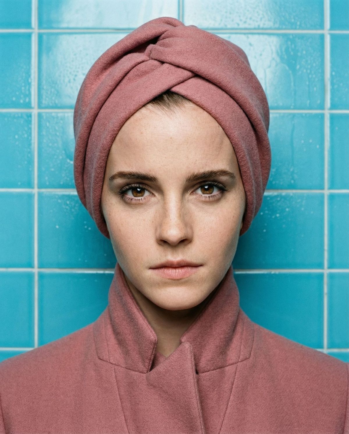 High-Concept Editorial Portrait in Dusty Rose