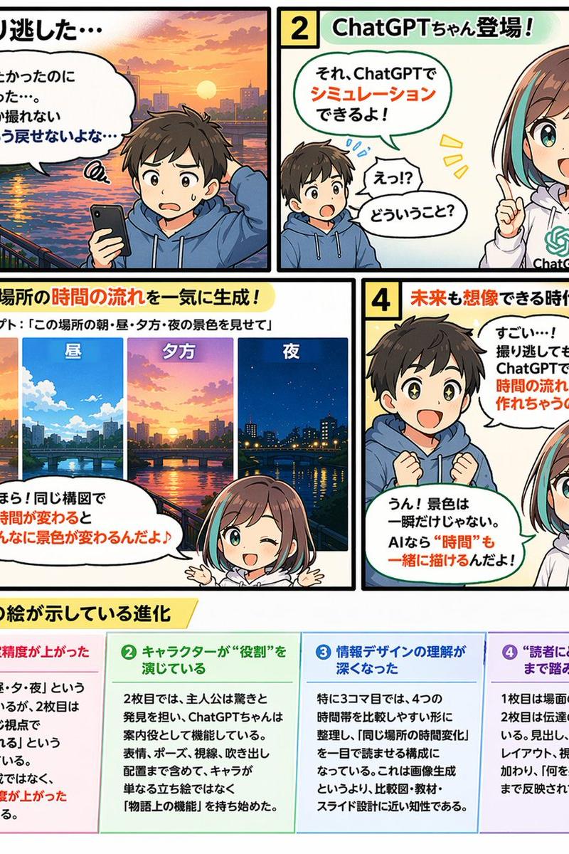 带信息图表的 4 格教育漫画