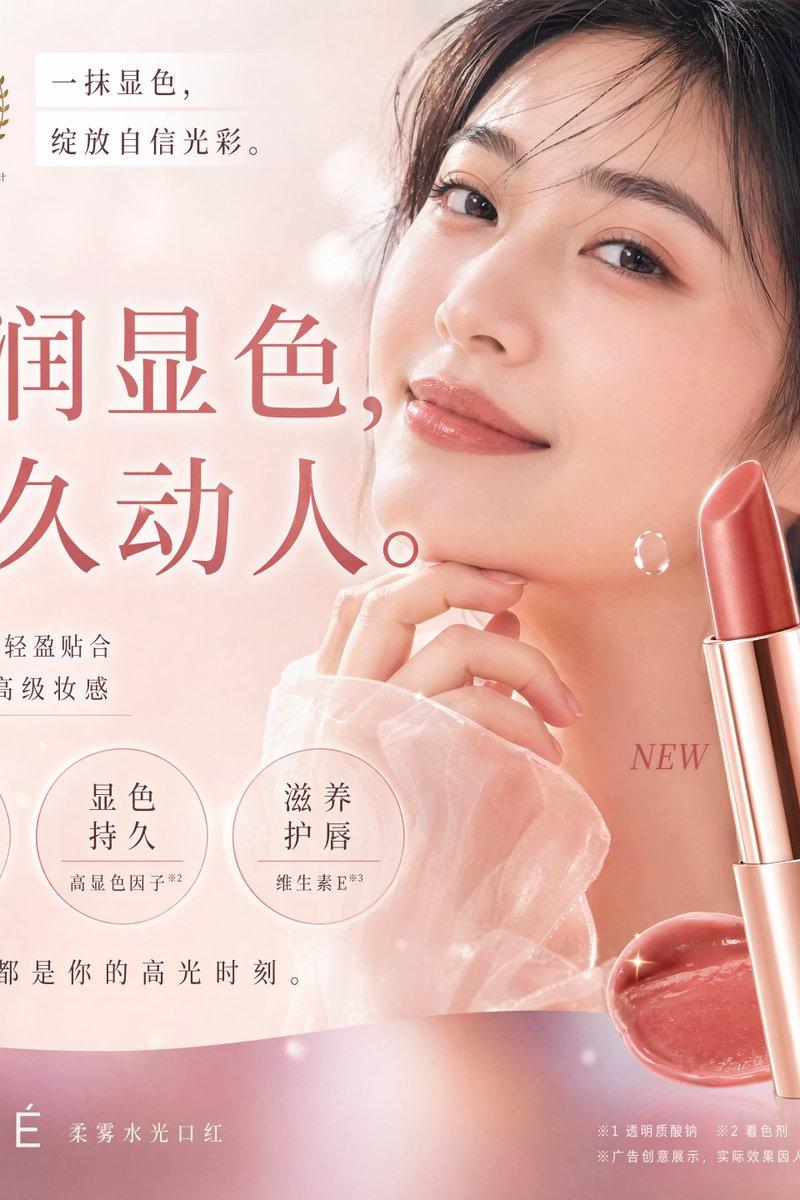 优雅化妆品海报提示词