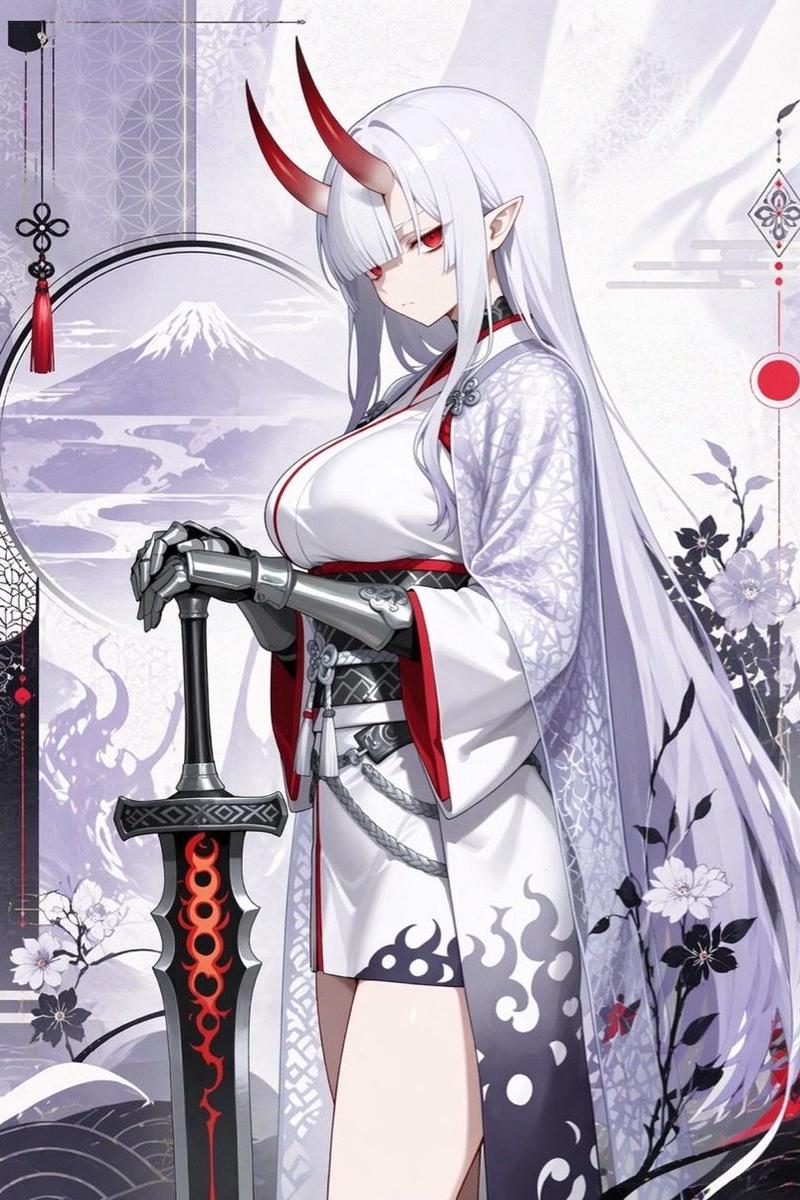 优雅鬼族女战士肖像