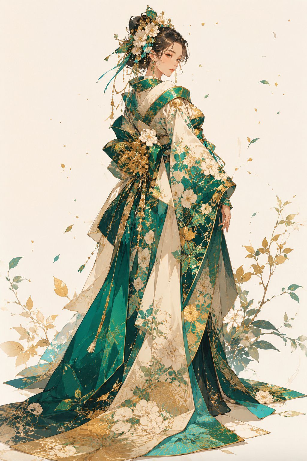 Emerald Festival Kimono Illustration