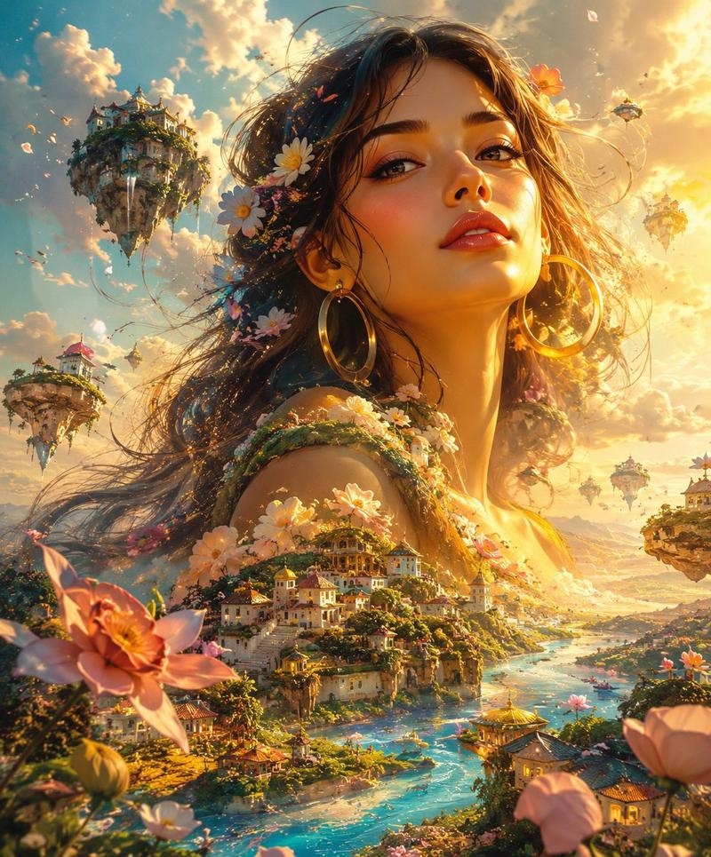 Ethereal Giant Woman Landscape