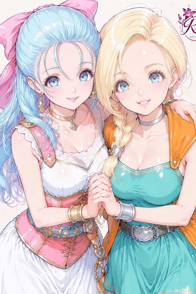 两位奇幻动漫女主角肖像