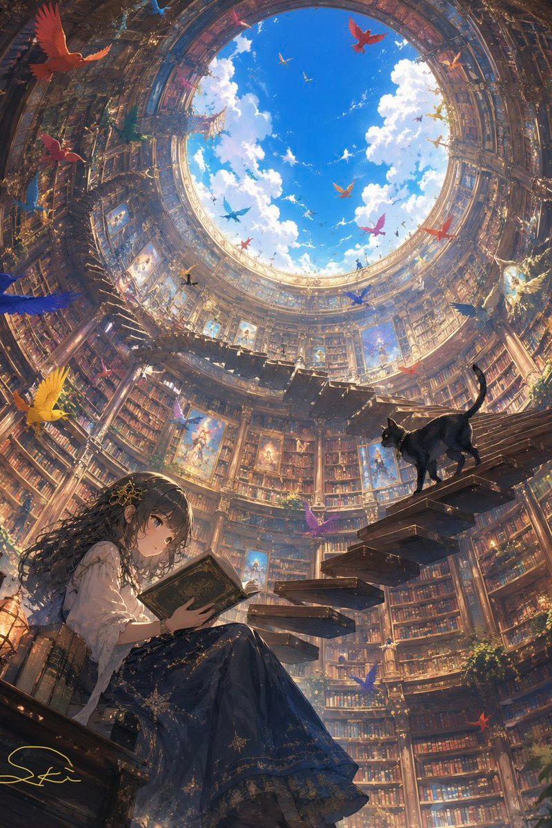 圆柱形奇幻图书馆