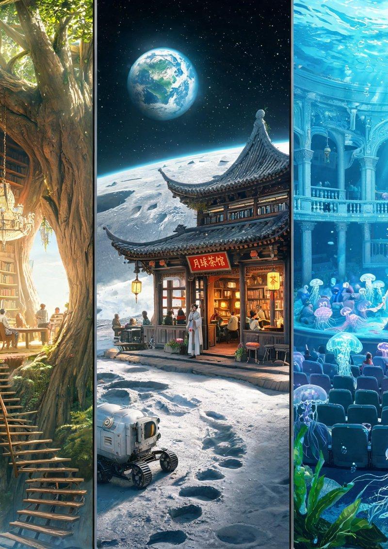奇幻多面板世界场景