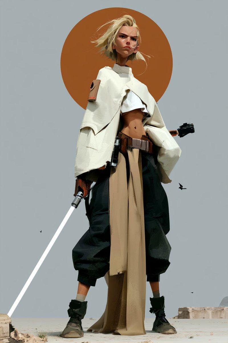 未来感女性绝地武士沙漠肖像