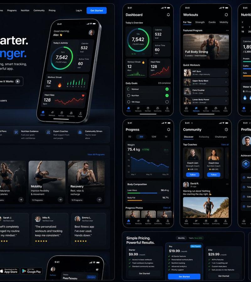 健身 SaaS 着陆页 UI