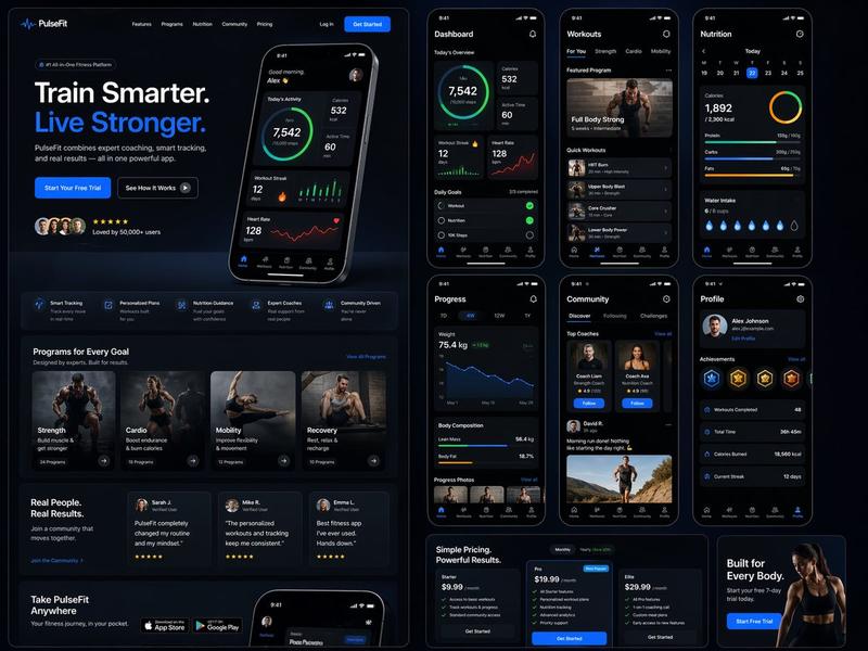 健身 SaaS 着陆页 UI