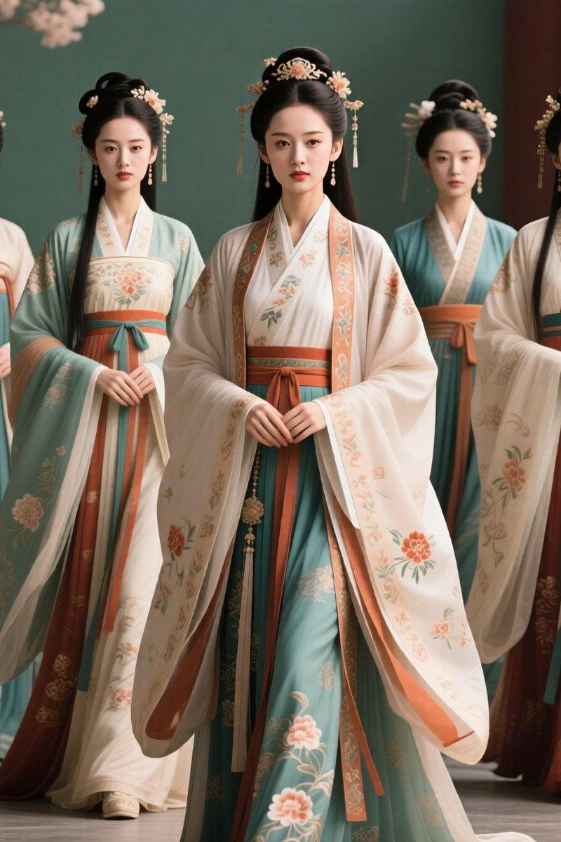 五位汉服贵族女子肖像