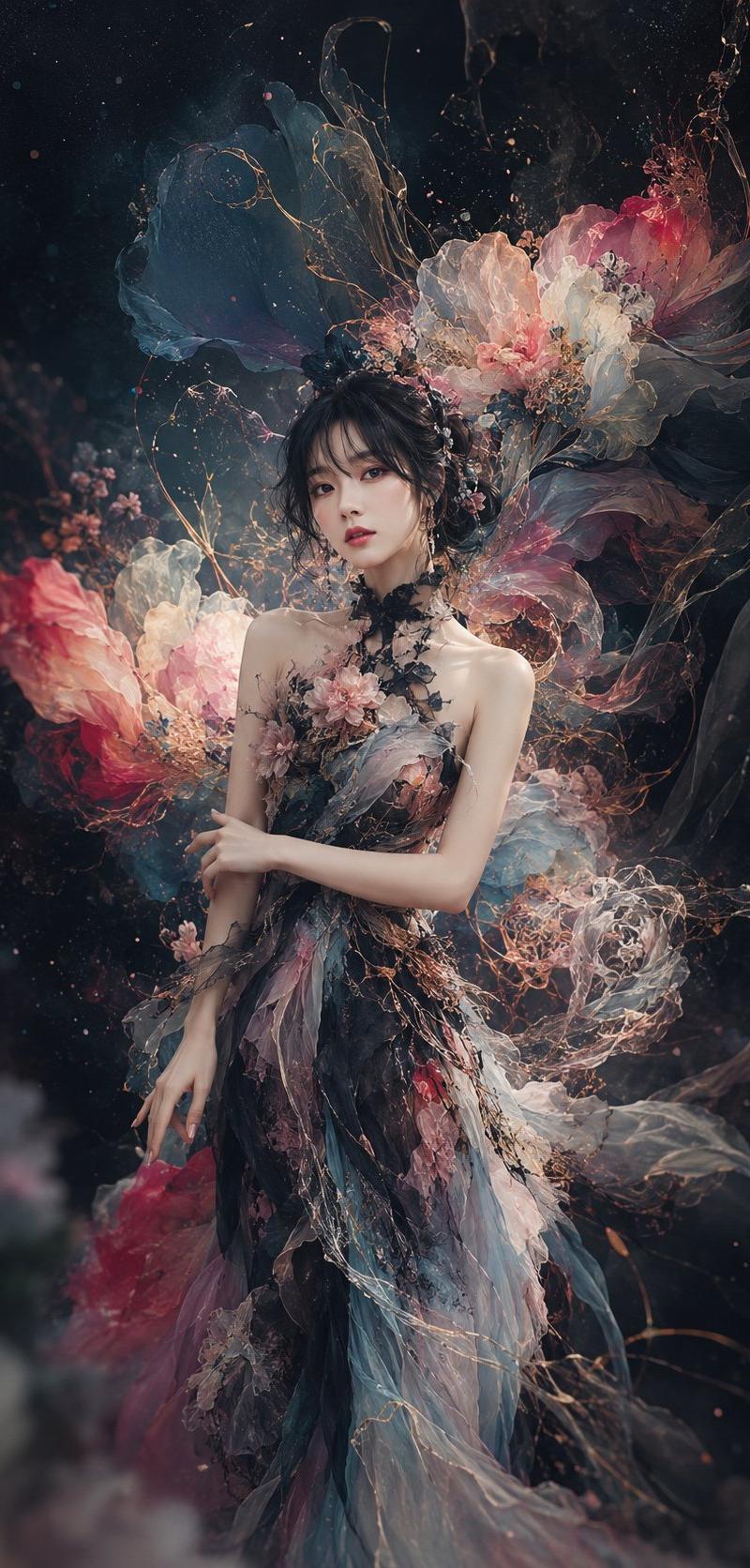 空灵花卉奇幻肖像
