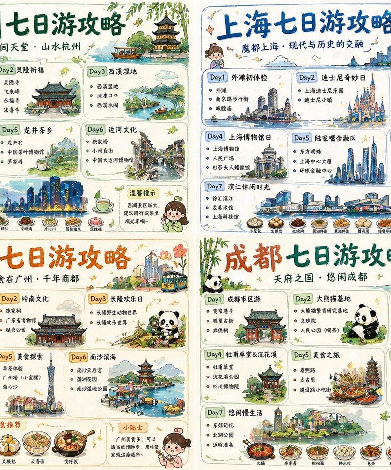四城中国旅行指南海报套装