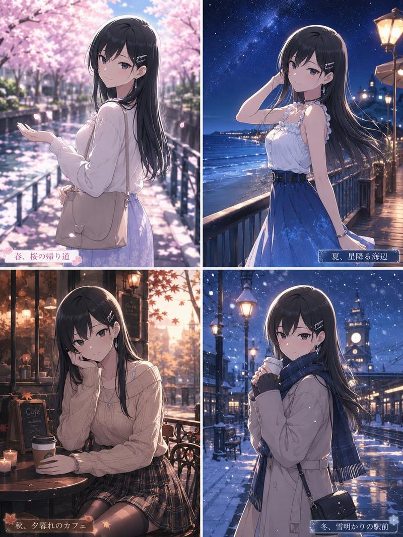 四季动漫少女拼贴画