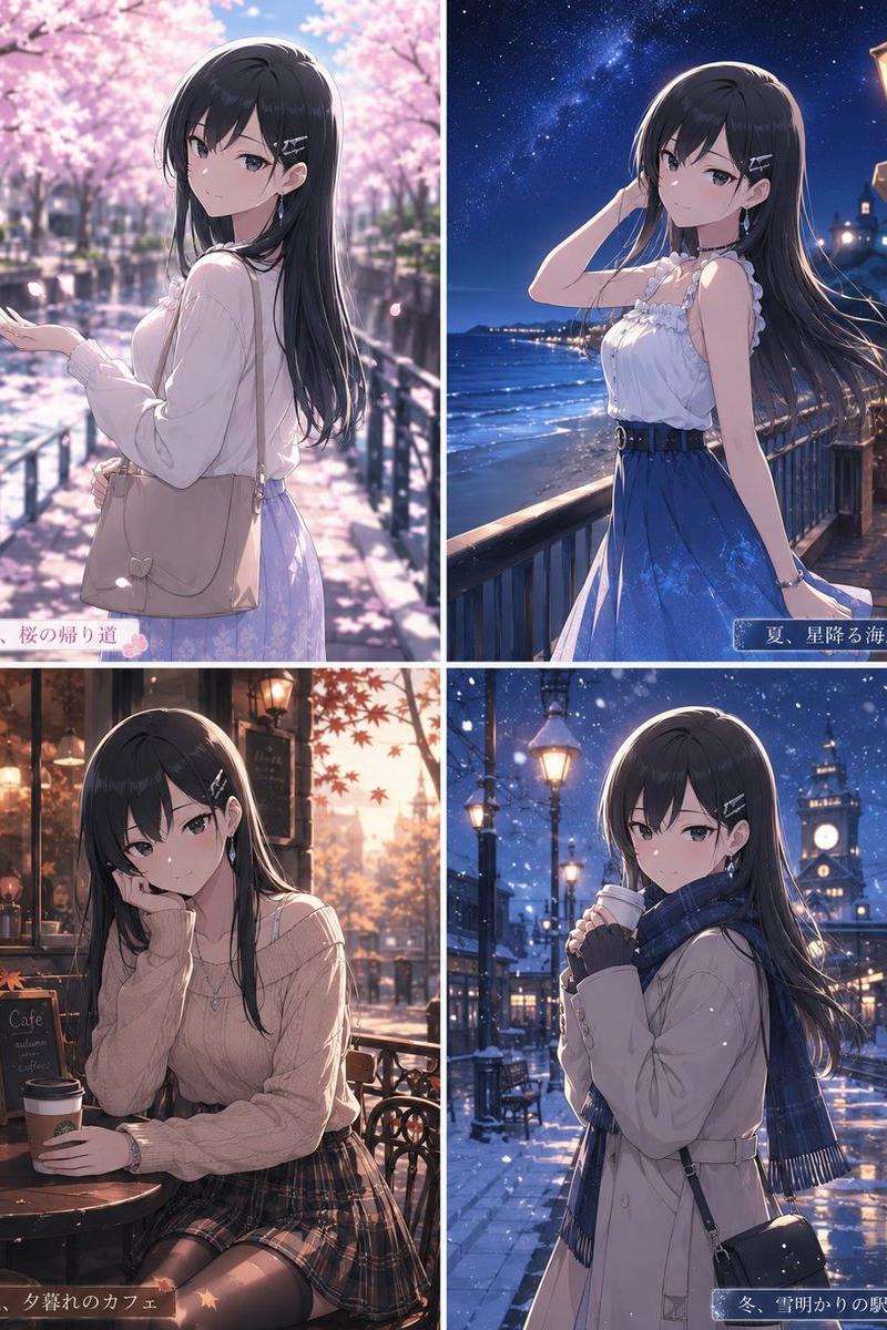 四季动漫少女拼贴画