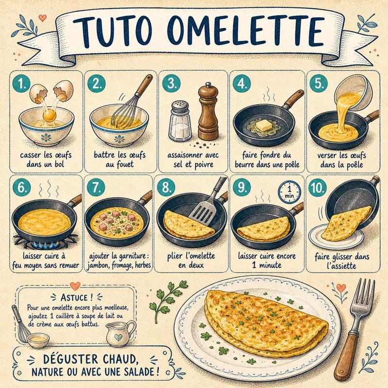 French Omelette Tutorial Poster