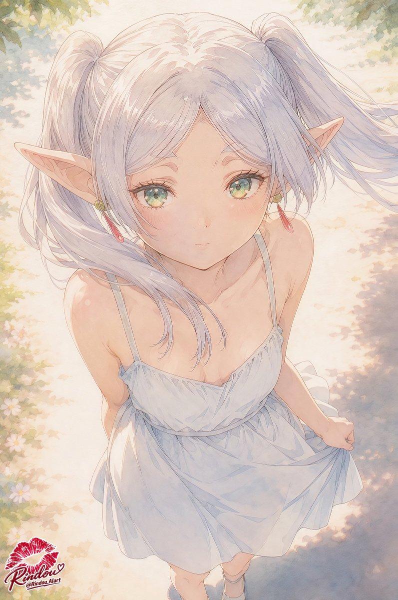精灵少女花园插画（已遮挡）