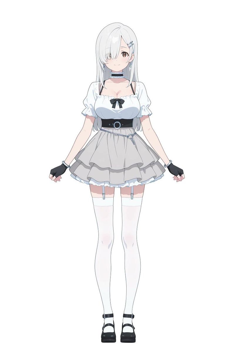 全身银发动漫少女设计