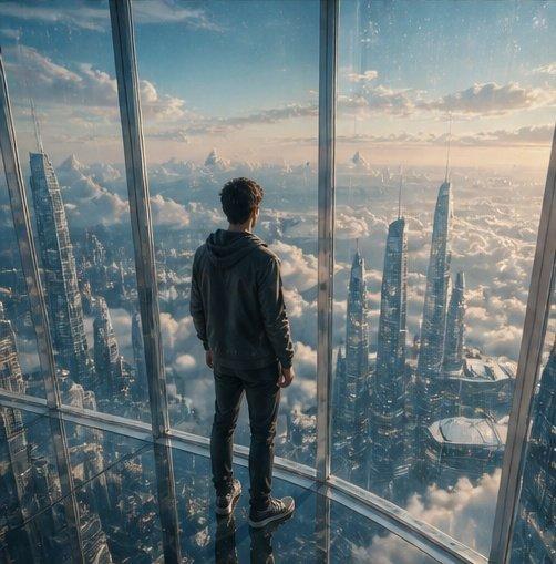 Futuristic Glass Skyscraper City