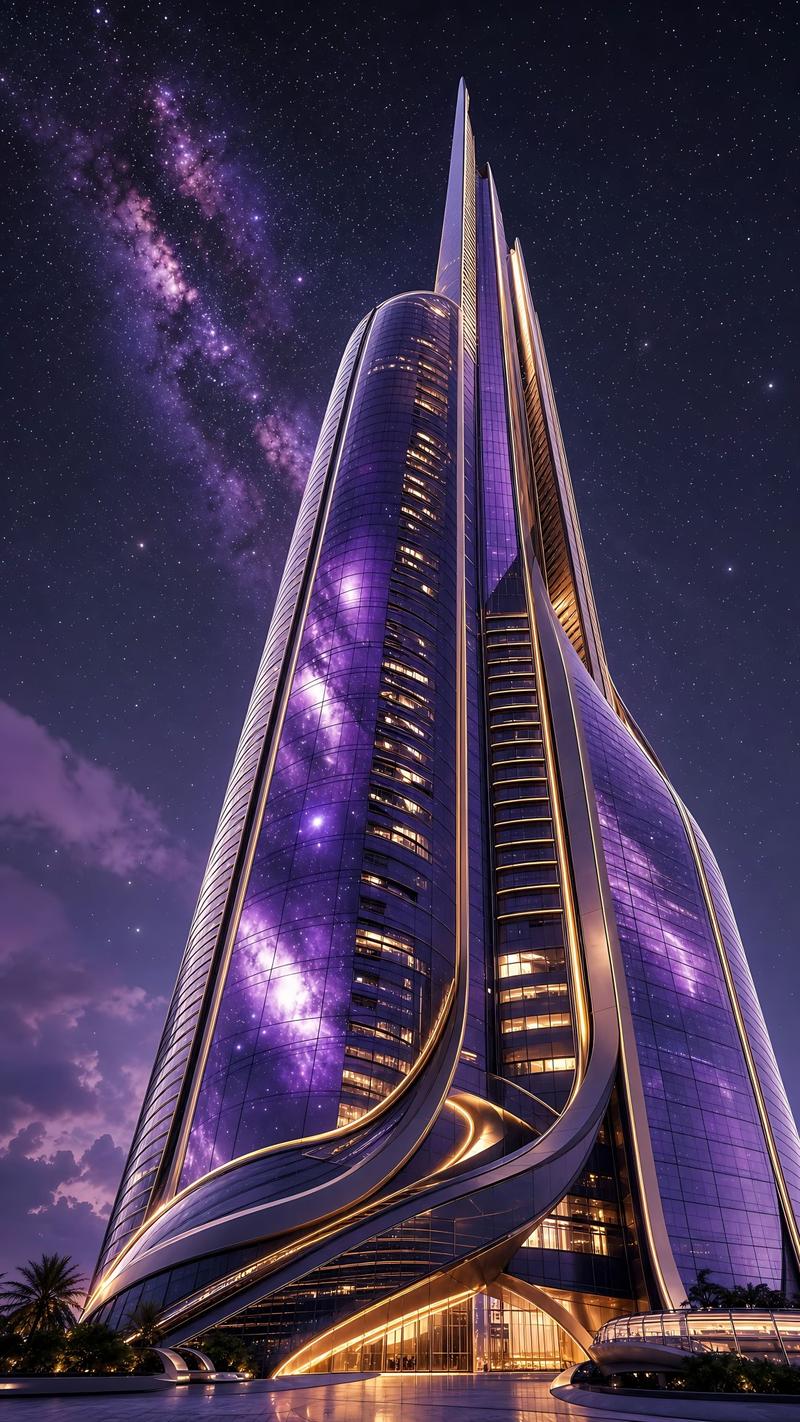 未来感星空摩天大楼壁纸