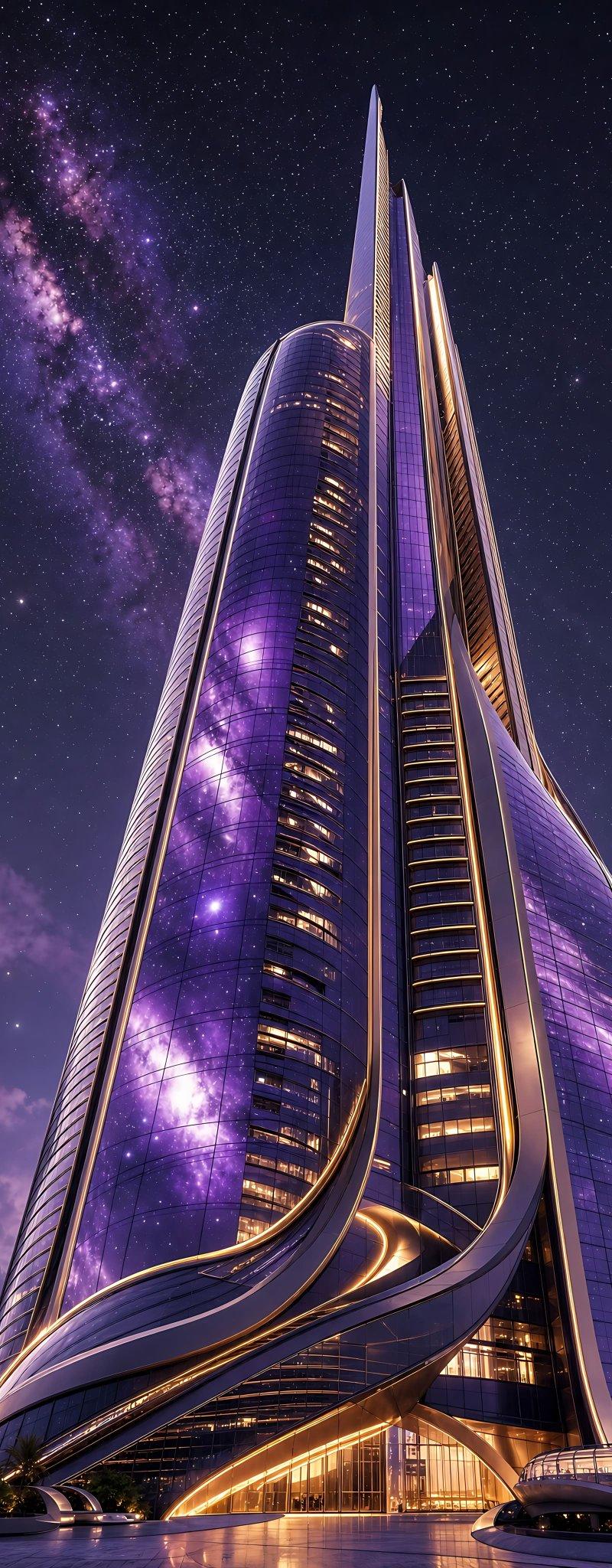 未来感星空摩天大楼壁纸