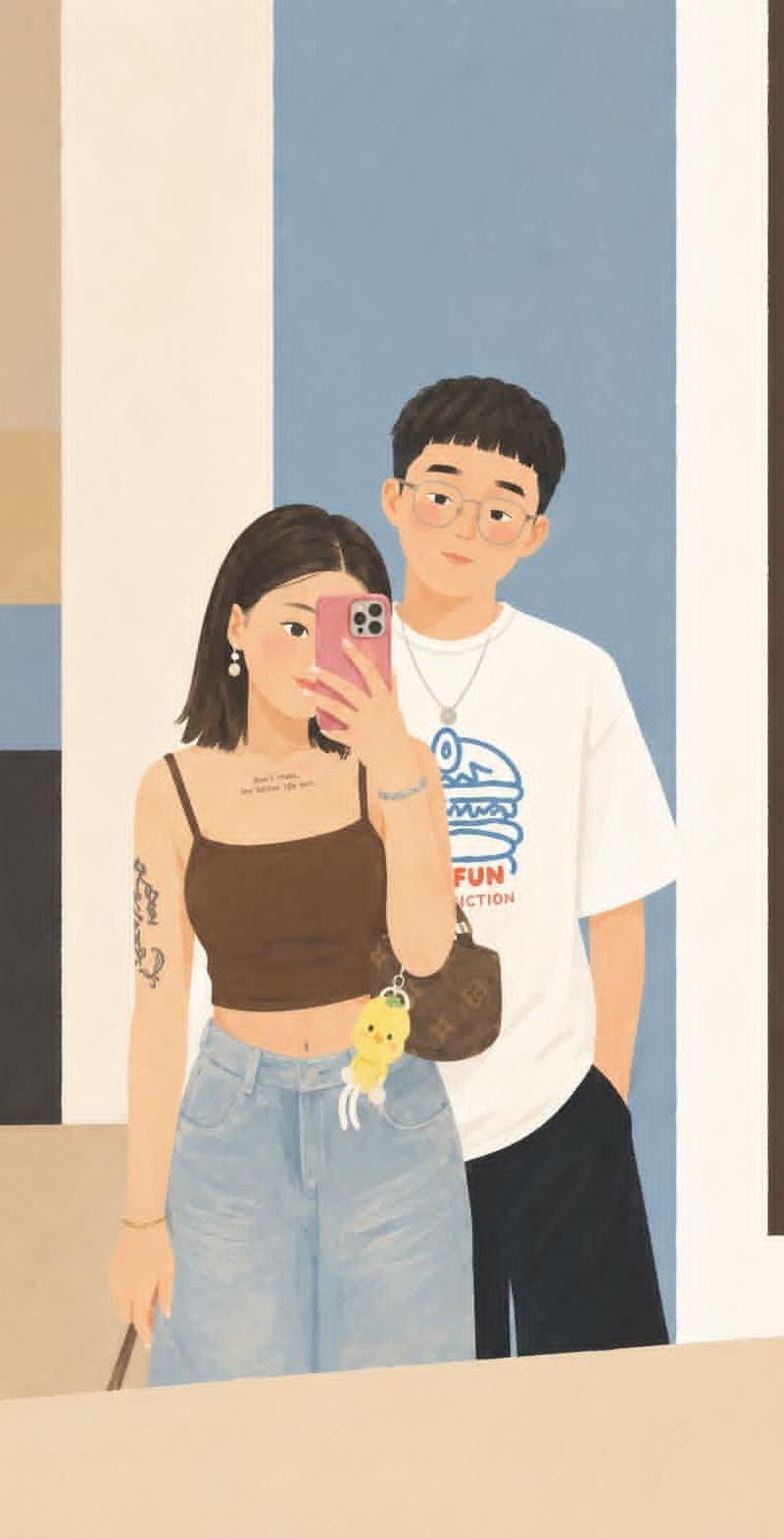 编辑风格几何肖像插画