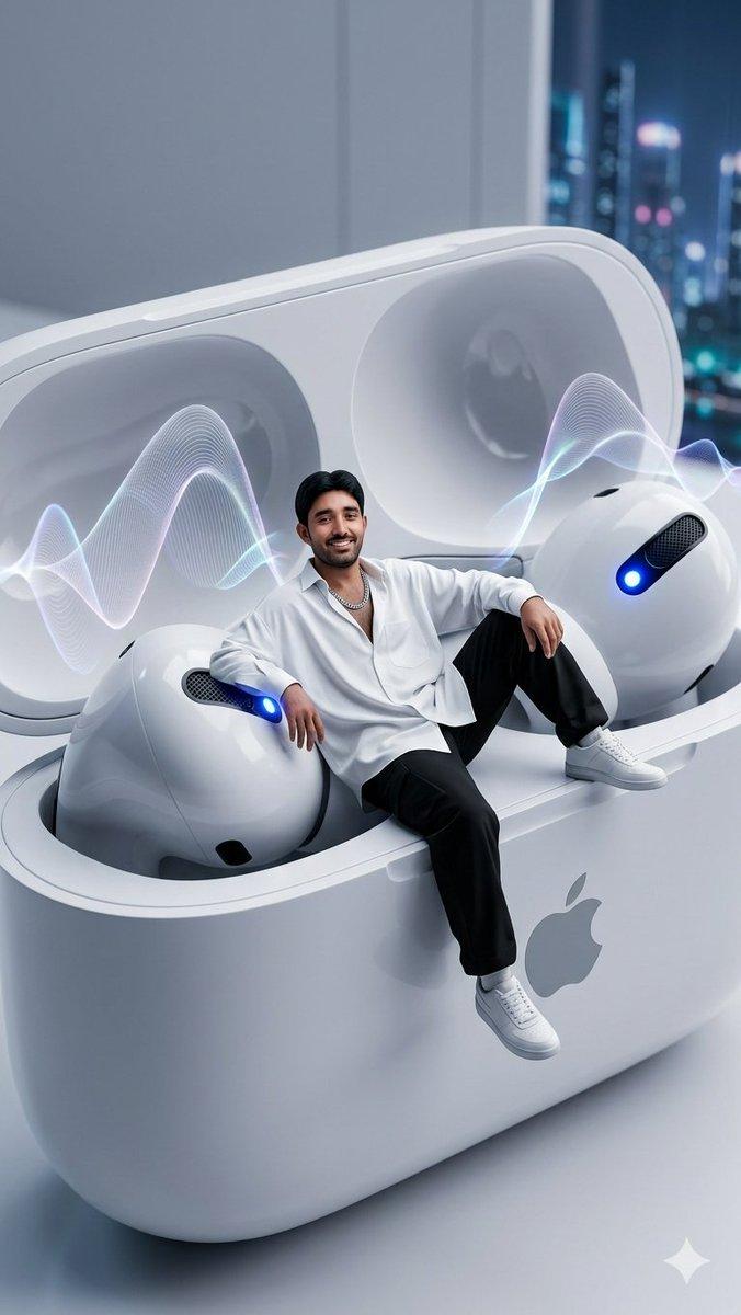 巨型 AirPods 广告中的微型人像