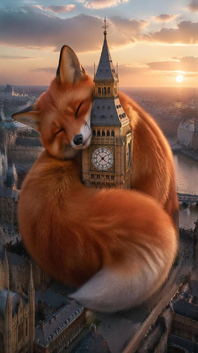 Wholesome Giant Animal in Cityscape